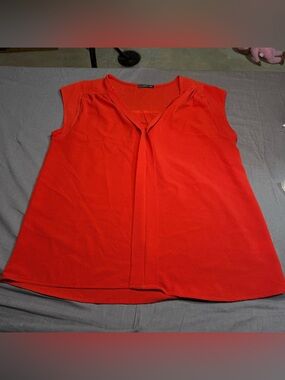 West Kei Bright Red V-Neck Cap Sleeve Blouse